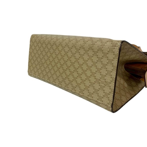 CELINE Macadam Blason Triomphe Pattern Logo Ring Hardware Leather 2-Way Handb... - Picture 8 of 10